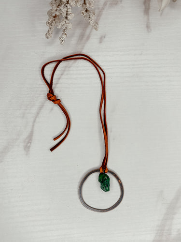 Leather Cord Necklace with Natural Turquoise