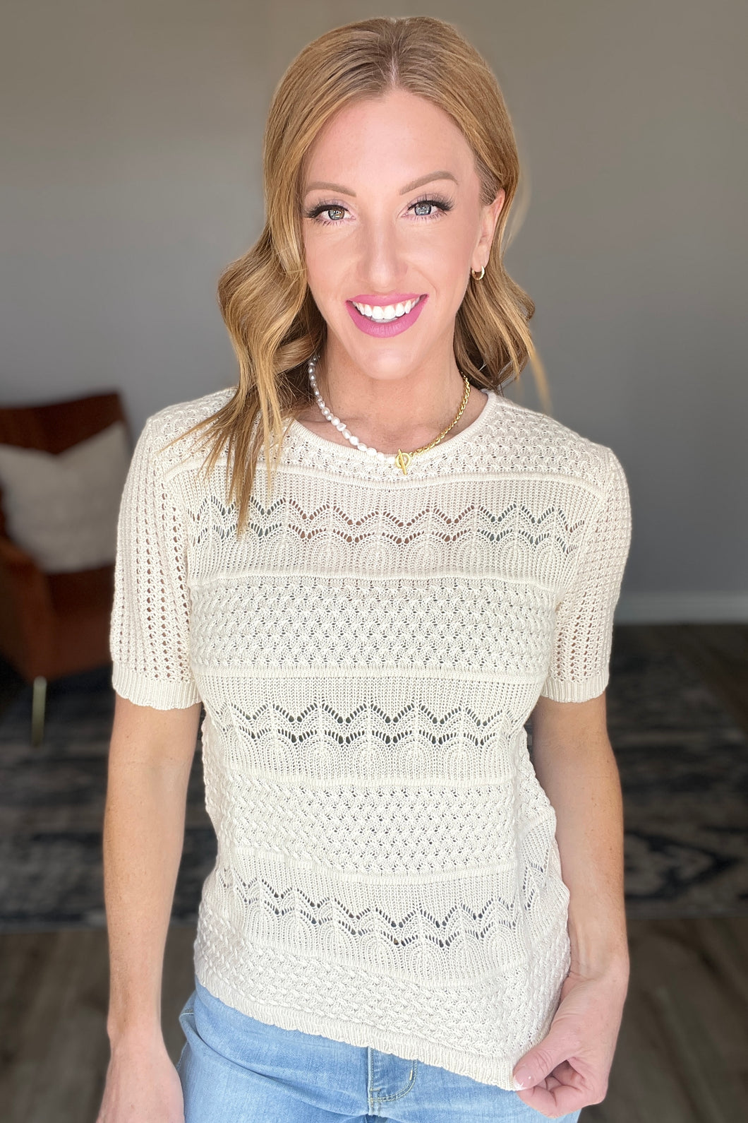 Thea Crocheted Knit Top