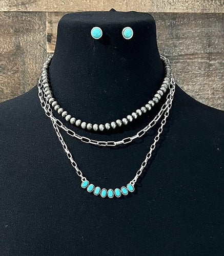TURQUOISE WESTERN LAYERED NECKLACE