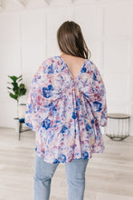 Load image into Gallery viewer, Fabled in Floral Draped Peplum Top in Blue