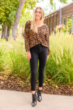 Load image into Gallery viewer, Just For Fun Long Sleeve V Neck Animal Print Top