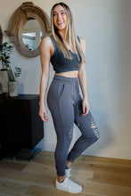 Load image into Gallery viewer, Kick Back Distressed Joggers in Heather Charcoal