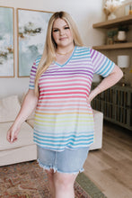 Load image into Gallery viewer, Looking for Rainbows V-Neck Striped Top