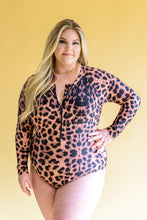 Load image into Gallery viewer, Montego Animal Print Zip Up Long Sleeve Swimsuit