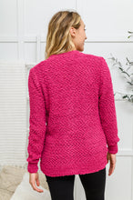Load image into Gallery viewer, Popcorn Knit Cardigan In Magenta