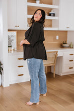 Load image into Gallery viewer, Storied Moments Draped Peplum Top in Black