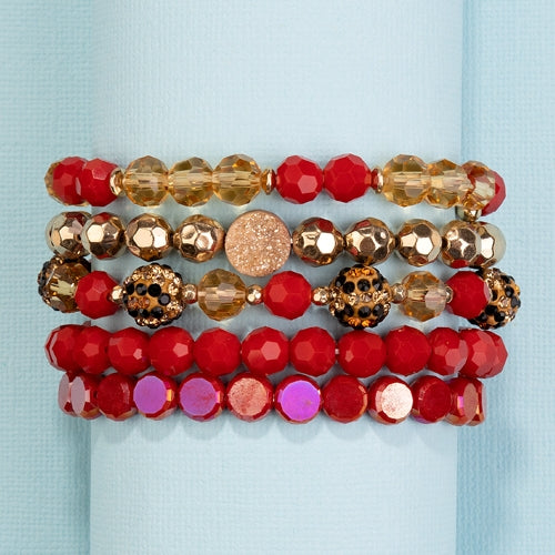 Bristol Red/Gold Bracelet Set