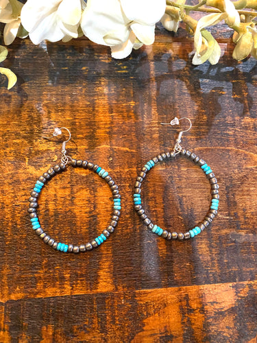 Bright Hoops Turquoise Magnesite Earrings