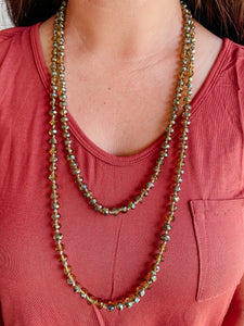 Athens Olive Crystal Bead Necklace