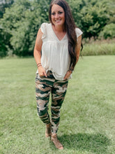 Load image into Gallery viewer, Cole Green Destressed Camo Joggers