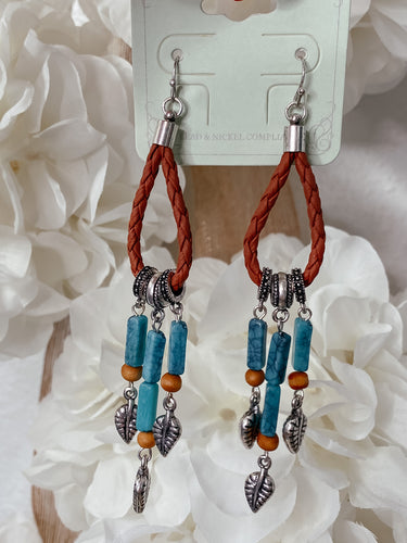 Mesa Leather Turquoise Dangle Earrings