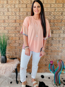 Layla Coral Flutter Sleeve Top