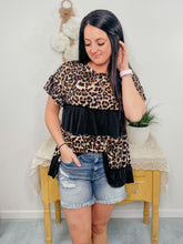Load image into Gallery viewer, Channing Ruffled Top ~ Black Tan