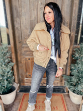 Load image into Gallery viewer, Don&#39;t Stress Oversized Collar Sherpa Jacket In Taupe
